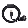 thumbnail image 2 of CY 1m Waterproof Dustproof 480Mbps USB2.0 Type-A Male to Dual Female Hub Extension Data Power Cable Car Panel Mount Design, 2 of 7