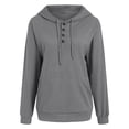 thumbnail image 7 of Godom Women's Hoodies Casual Long Sleeve Half Button Drop Shoulder Pullover Tops Loose Drawstring Hooded Sweatshirt, 7 of 7