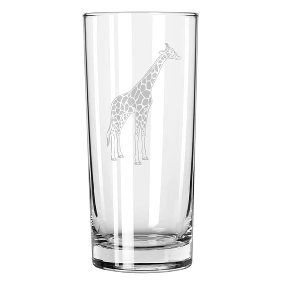 15 oz Tall Beverage Drinking Glass Highball Tumbler Gift Giraffe
