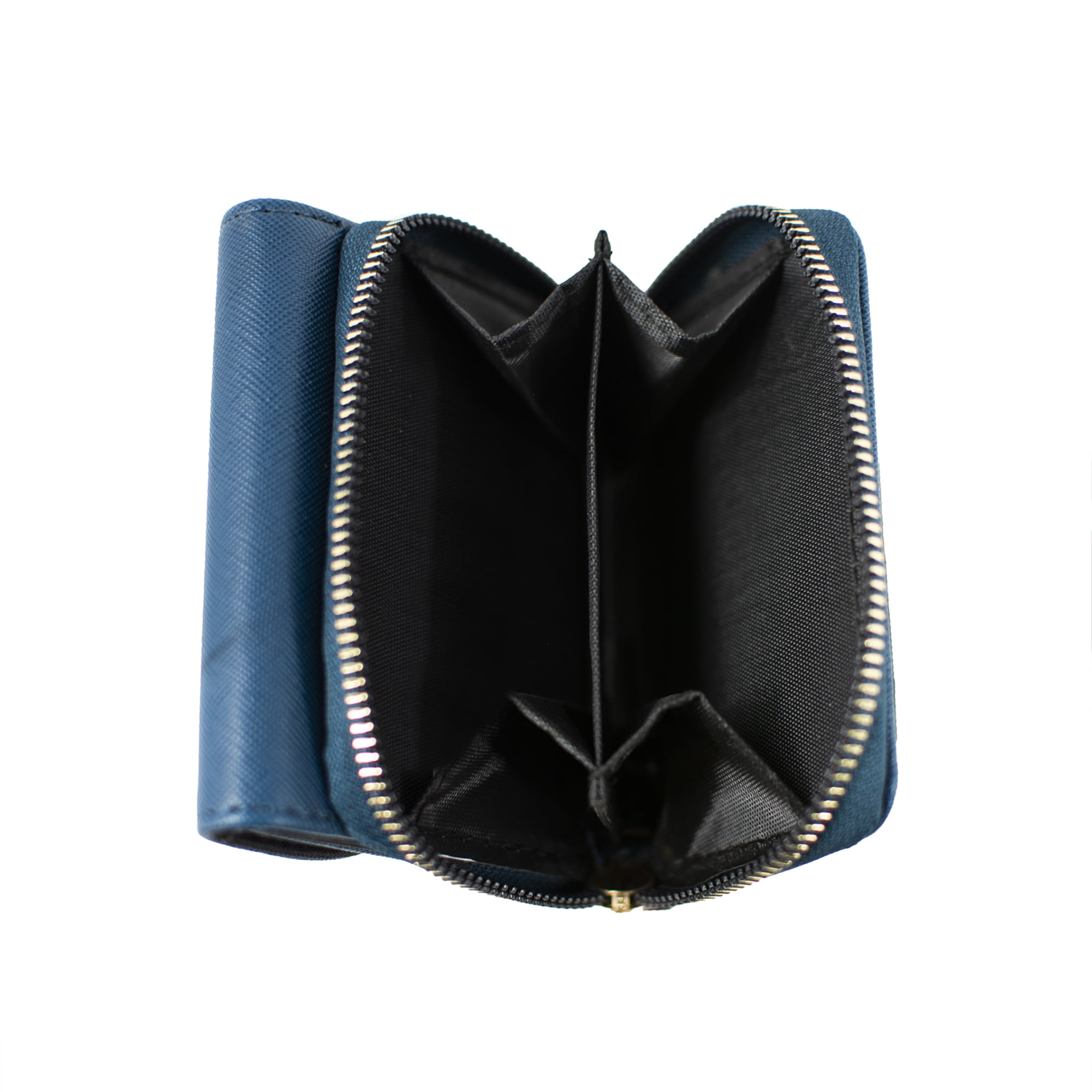 Olivia and Kate Women’s Small Deep Blue Saffiano Leather Flap Indexer Wallet and Purse