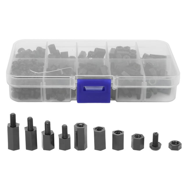 Kit Assorti Écrou à Vis en Nylon, Kit Standoff Kit à Vis en Nylon, Industriel pour Mécaniciens Noir