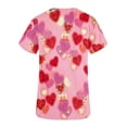 thumbnail image 3 of TIMIFIS Hauts de Sarrau pour Femmes de la Saint-Valentin à Manches Courtes, Col en V, Uniforme de Travail, Imprimé de la Saint-Valentin avec Poche, Chemisier avec Poches - Printemps, 3 of 3