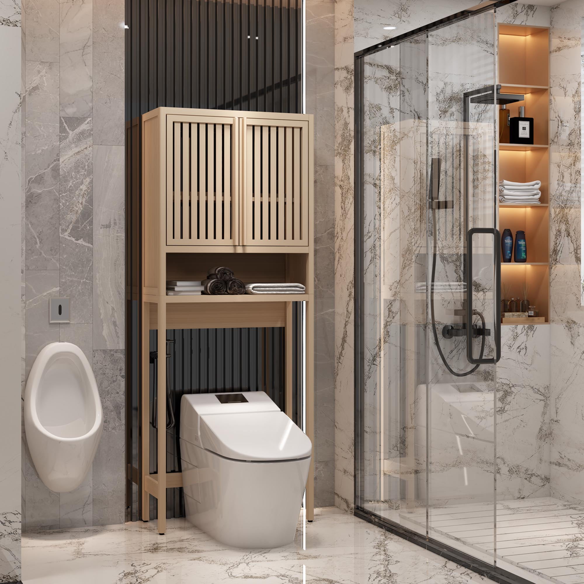 Space Saving Beautiful Finish Large Capacity Bathroom Organizer Freestanding