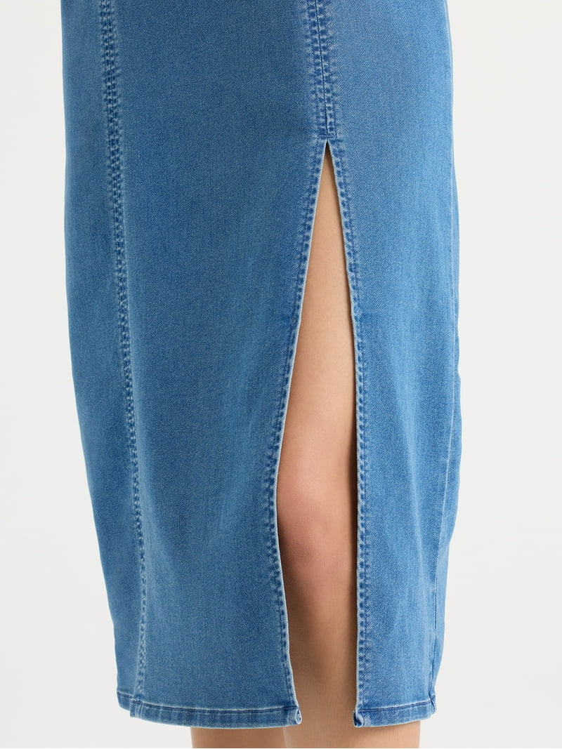Sofia by Sofia Vergara Women's and Women's Plus Size Mock Denim Knit Dress, Mid Calf Length, Sizes Xs-4x, Size: XXL, Blue Sofia by Sofia Vergara Women's and Women's Plus Size Mock Denim Knit Dress, Mid Calf Length, Sizes Xs-4x, Size: XXL, Blue