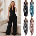 thumbnail image 2 of Quixlent Women's Summer 2 Piece Business Work Outfits, Sleeveless Button Down Vest And Wide Leg Pants Matching Set, 2 of 7