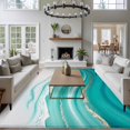 thumbnail image 4 of 5x8 Area Rugs for Living Room, Teal Waves Abstract Non Slip Area Rugs for Kitchen Bedroom Entryway, Gradient Fluid Water Ripple Washable Carpet Runner Rug Floor Mats for Bedroom Home Decor, 4 of 9