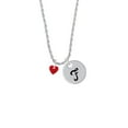 thumbnail image 2 of Delight Jewelry Acrylic 5/16" Maroon Heart Silvertone Script Initial Disc - F - Charm Necklace, 20"+3", 2 of 4