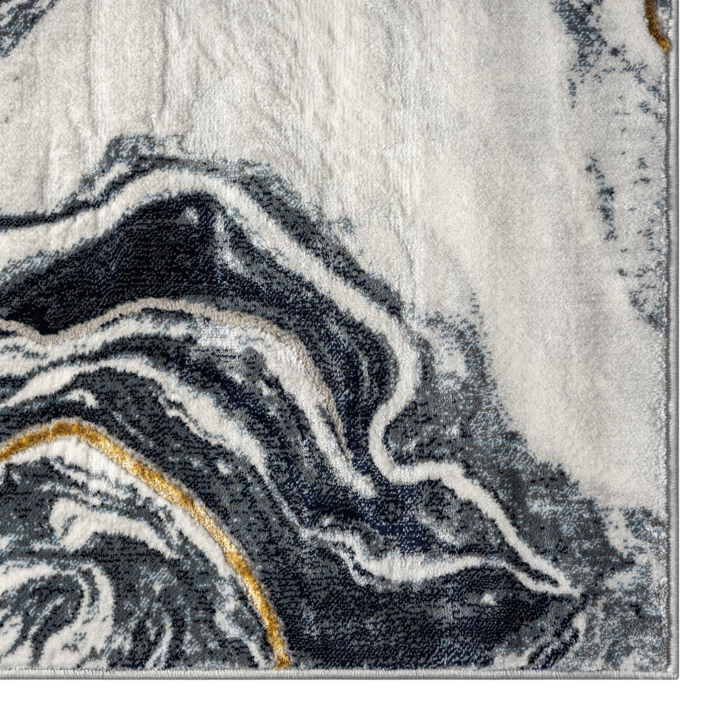 Luxe Weavers Marble Abstract Blue 2x7 Area Rug Indoor Area Rug for Living Rooms