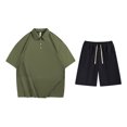 thumbnail image 4 of NTACZA Men's Shorts Set Active Shirt Shorts Short Sleeve Tracksuits Elastic Waist Collared Mens Sweatsuits M, 4 of 8