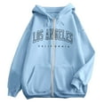 thumbnail image 2 of Los Angeles Hoodie Long Sleeve Zip Up Hooded Sweatshirt with Pockets Trendy Streetwear Pullover Hoodies for Women, 2 of 5