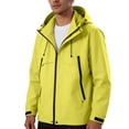 thumbnail image 3 of Sevevn Men Rain Jacket Attached Hood Regular Fit Waterproof Shell Fabric Zip And Snap Placket Dual Chest Pockets Side Zip Pockets Cuffs For Hiking Camping Wear, 3 of 9