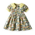thumbnail image 1 of Qudderr Robe Princesse à Manches Bouffantes pour Bébé Fille, Robe Décontractée à Boutons et Volants, 3 Mois-4 Ans, Robe d'Été pour Tout-Petits, 1 of 9