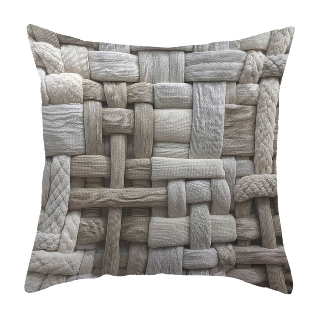 Pillowcase, Decorative Pillow Cover, Knit Pattern, Soft Short Lint Fabric, 18x18 Inches, Couch Bed Sofa Accent Pillow Cover, Machine Washable, Cozy Home Decor Pillowcase