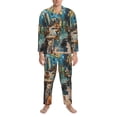 thumbnail image 3 of Balery Whimsical Cats Night Cafe Pijama para Hombre de Dos Piezas con Manga Larga, Conjunto de Dormir y Descanso Suave con Bolsillos-X-Large, 3 of 7