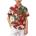thumbnail image 5 of NIEWTR Boys Linen Shirt Collar Short Sleeve Button Down Shirts Textured Summer Beach Tops 3T 4T 5T 6T 7T Kids Clothes(A-Red,5-6 Years), 5 of 6