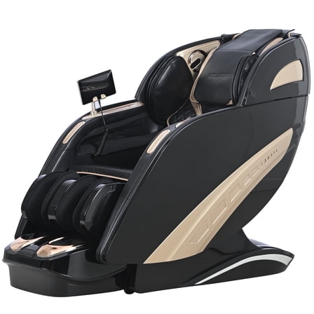 4D Massage Chair Zero Gravity Full Body Shiatsu Stretch SL Track, Heating, Voice Control, Upgraded Footrest, Black