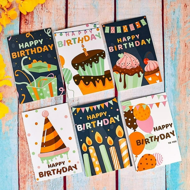 Tarjetas de agradecimiento personalizadas, tarjetas de cumpleaños a granel para niños, tarjetas de notas con sobres, invitaciones, tarjetas de felicitación interiores en blanco, tarjetas 6x4