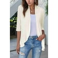 thumbnail image 4 of Women'S Open Front Cardigan 3/4 Sleeve Draped Soft Knit Sweaters Apricot S, 4 of 7