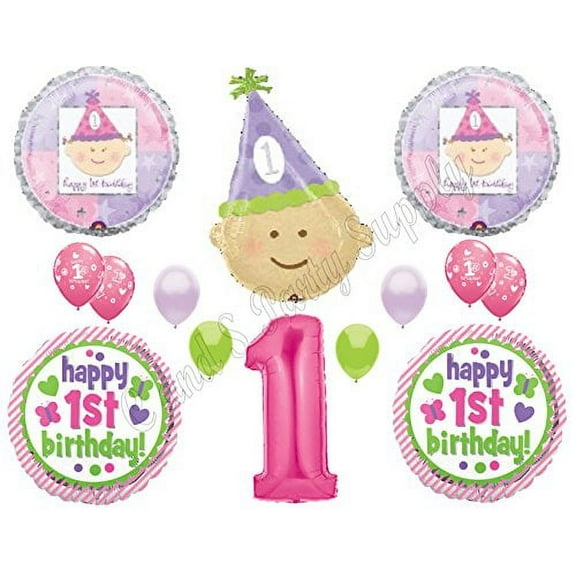 XL Baby Girl 1st First Happy Birthday Party balloons Decorations Supplies