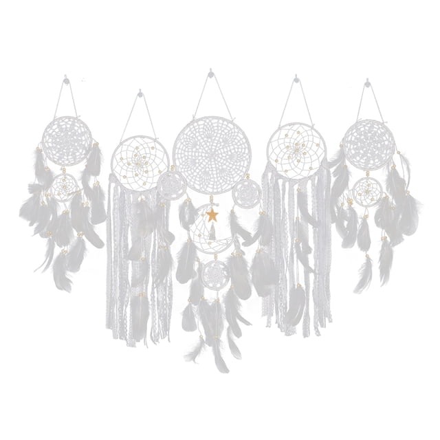 Atrapasueños de noche con luna y estrellas, decoración de pared colgante.