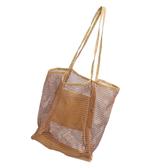Large Capacity Mesh Beach Handbag With Single Shoulder Carry, Quick Dry Breathable Multifunctional Shopping Travel Bag