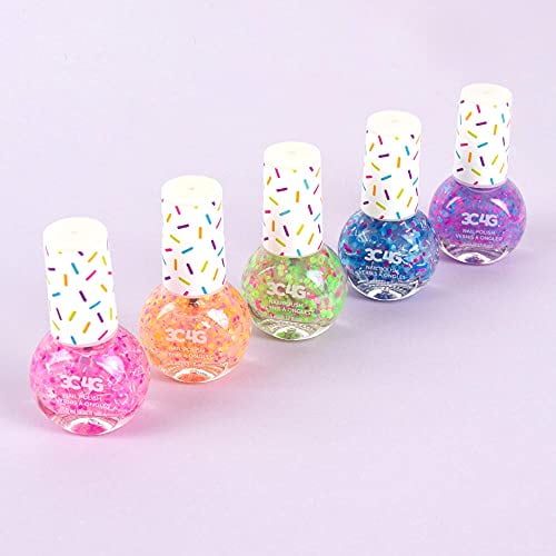3C4G: Confetti Nail Polish Set - 5 Bottles, Make It Real, Tweens & Girls, Non-Toxic Long-Lasting Polish, Festive Glitter, Vibrant Colors, Three Cheers For Girls, Kids Ages 8+