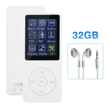 TSV MP3 MP4 Player, Support UP to 32GB TF Card, Portable Digital Music Player, Rechargeable Battery, Ultra Slim Large LCD