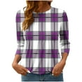 thumbnail image 2 of Neewe Womens Tops 3/4 Sleeve Shirts Round Neck Loose Casual Blouses Print Tshirts, 2 of 7