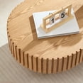 thumbnail image 2 of Hassch 43.7" Compact Oval Coffee Table for Living Room, Modern Center Table with Wood Veneer Surface and Pedestal Base, Easy Assembly & Cleaning, Natural, 2 of 7