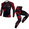 thumbnail image 3 of PENGXIANG Men Compression Shirt Pants Set Fitness Sportswear Bodybuilding Tight Sport Suit, 3 of 5