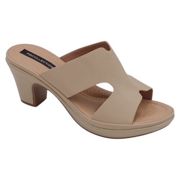 Sandalia con tacón Pou en Piel vegana – Beige