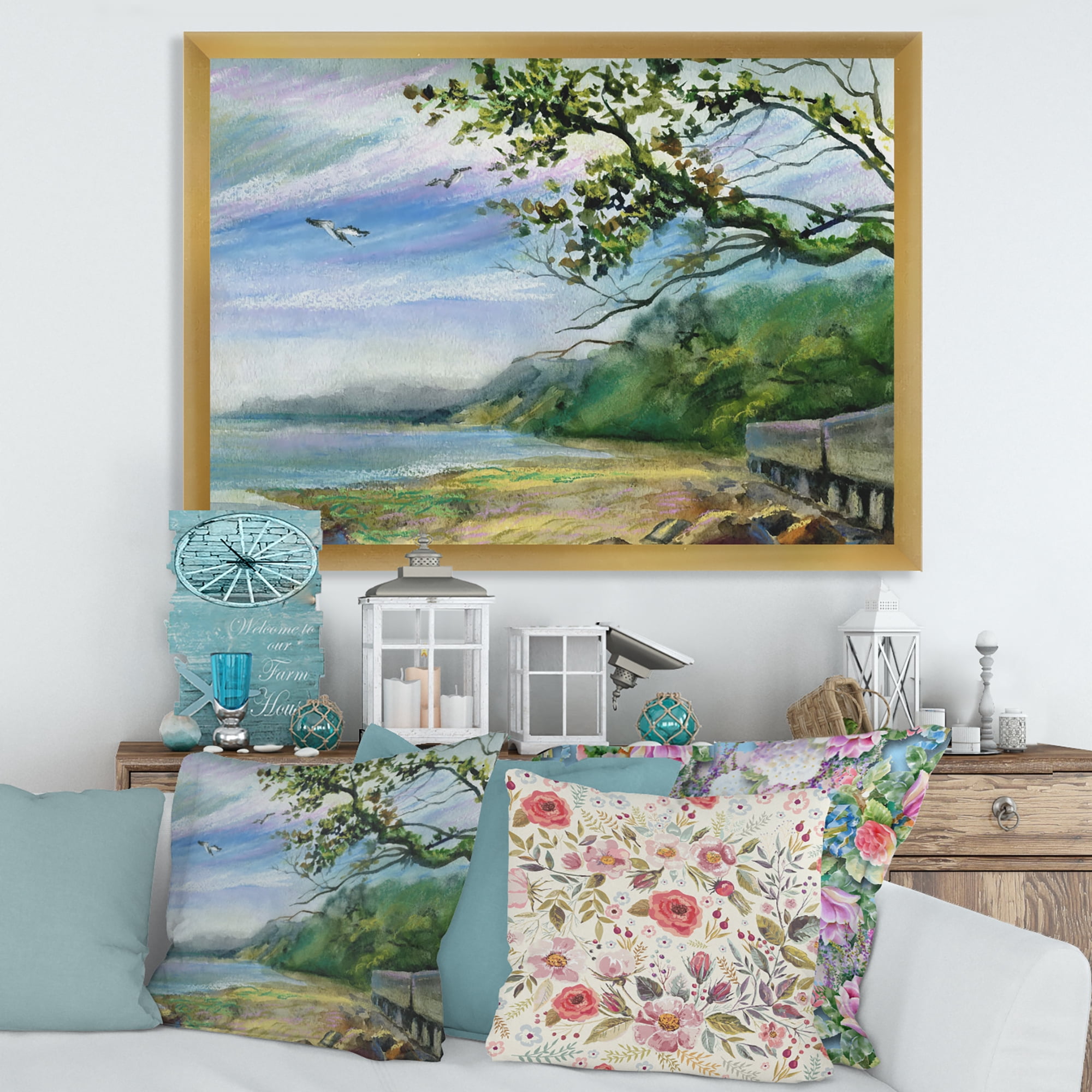 Designart 'Green Coast of The Baltic Sea' Nautical & Coastal Framed Art Print
