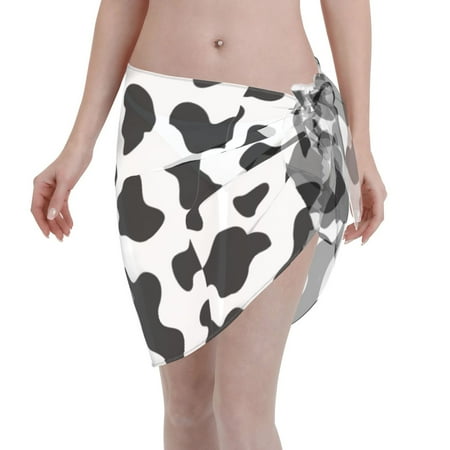 Disketp Milk Cow Women Swimsuit Cover Up Short Chiffon Summer Beach Sarong Bikini Wrap Skirt Bathing Suit