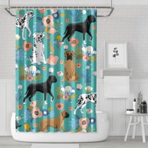 Dog Pattern with Pioneer Flower Background Shower Curtain 72"x72" ,Bathroom Decorative Shower Curtains Set with 12 Hooks,Modern Waterproof Washable Shower Curtain