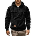 thumbnail image 2 of RMGVDSD Men's Quarter Zip Hoodies Sweatshirts Men's Corduroy Raglan Sleeve Hoodie Casual Pullover Sweatshirt With Zip Pockets Autumn Winter Daily Wear Versatile Dailywear L, 2 of 5