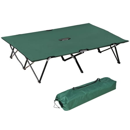 2 Person Folding Camp Cot for Adults, Outdoor Portable Sleeping Cot with Carry Bag, Elevated Camping Bed