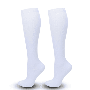 TELOLY Compression Socks for Women and Men,Knee High Support Compression Socks for Running,Medical and Athletic,Plantar Fasciitis Stockings for Women and Men,White,L/XL Size