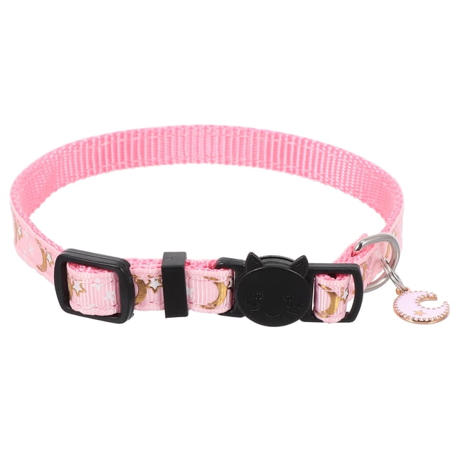 MasteelfCA Pet Collar Moons and Stars Pattern Printed Cat Kitten Collar with Pendant