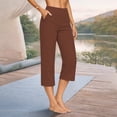 thumbnail image 2 of BODOAO Cotton and Linen Capri Trousers for Women Vacation Beach Pants Capri Length Everyday Casual Easy Care Loose Fit With Pockets Loungewear Elastic Waist Pants Breathable Summer Brick Red S, 2 of 9
