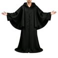 thumbnail image 2 of UTSJKR Mens Full‑Length Hooded Robe Cloak with Wide Bell Sleeves and Front Zipper for Wizard Sorcerer Halloween Party Stage Cosplay Outfit Black S, 2 of 6