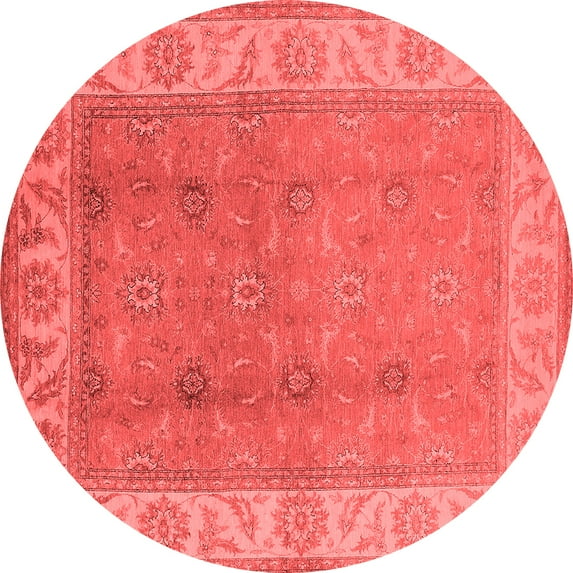 Ahgly Company Indoor Round Oriental Red Traditional Area Rugs, 3' Round