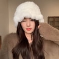 thumbnail image 2 of Gorro de felpa de nube de otoño e invierno para mujer, gorro de piel de conejo cálido de estilo coreano, gorro de lavabo peludo pequeño con apariencia de cara y circunferencia de cabeza, 2 of 5