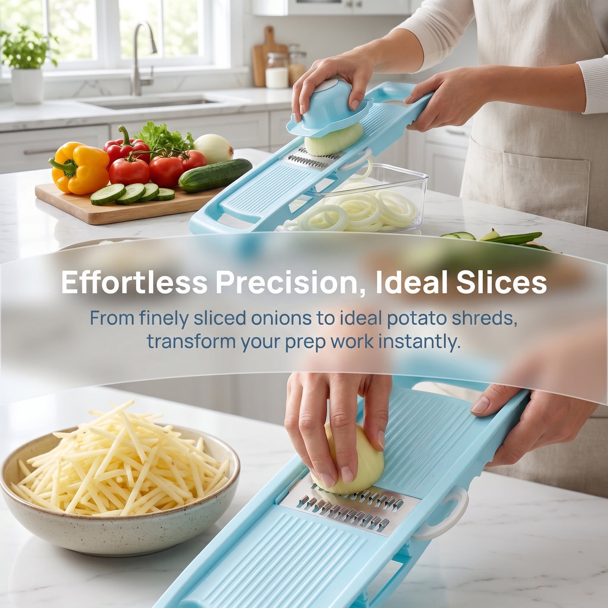 Unique Bargains  Professional Mandoline Slicer for Home Chefs 8 in 1(A) 10.9"x3.9"
