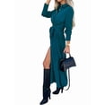 thumbnail image 3 of Women'S Midi Dress Long Sleeve Button Down Belted Flowy Shirt Dress Green XXXL, 3 of 9
