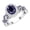 Blue Sapphire, variant on Collection 6X4mm Oval Morganite with Round Blue Sapphire & White Diamond Interweaving Double Halo Wedding Ring for Women in 925 Sterling Silver, Size 5