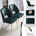 thumbnail image 6 of 4pcs Velvet Upholstered Dining Chairs with Gold Metal Legs and Hollow Back, Modern Accent Parsons Diner Chair with Metal Legs and Padded Seat, Suitable for Dining Room, Office, Restaurant, Dark Green, 6 of 6