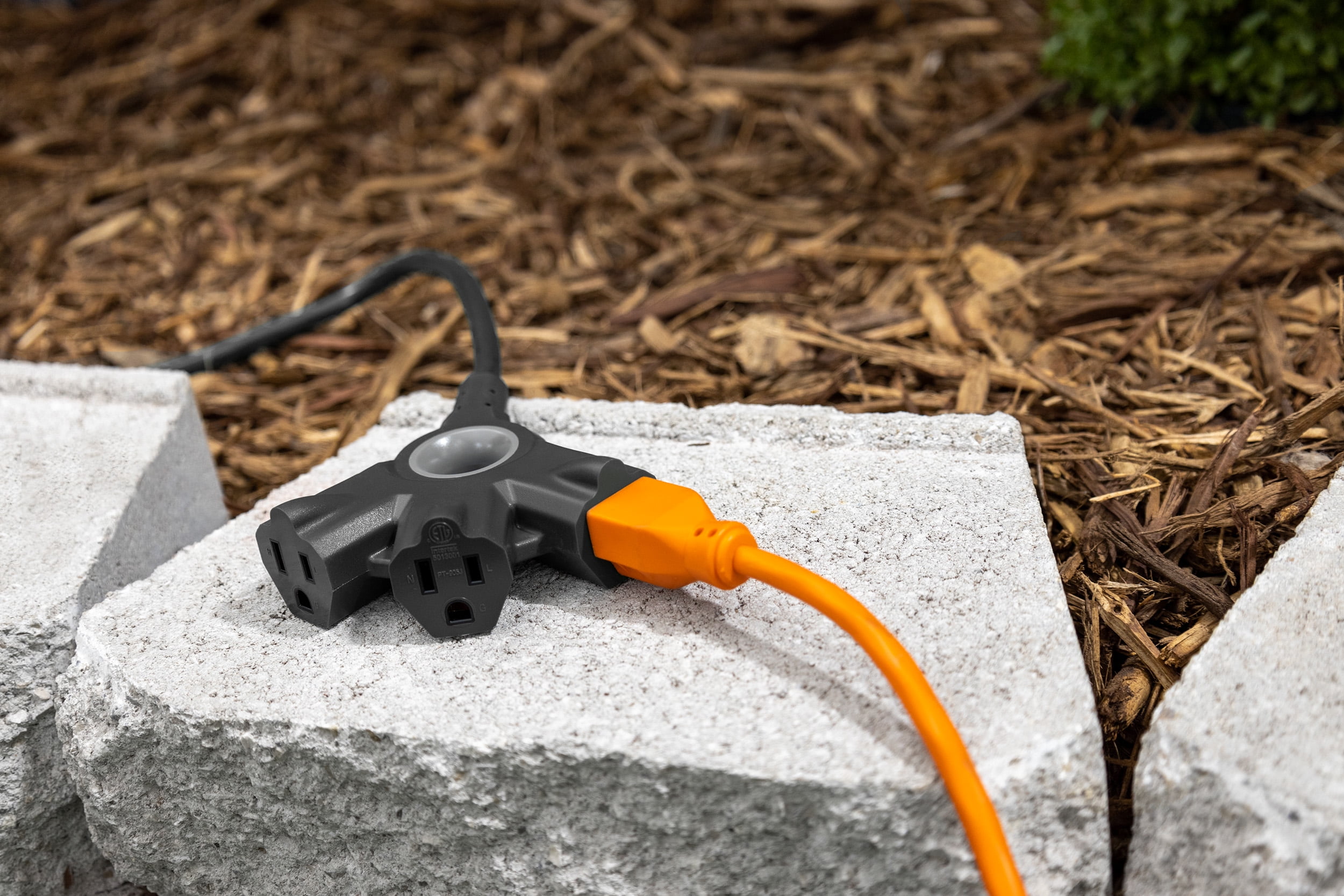 (2 pack) Philips EZGrip 15FT Black Extension Cord  3 Prong with Multiple Outlets Outdoor Indoor 16AWG