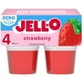 Jell-O Strawberry Sugar Free Jello Cups Gelatin Snack 4 Ct Cups (Pack of 2)