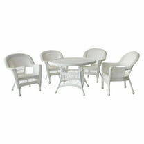 Jeco 5 Piece Resin Wicker Outdoor Patio Dining Set in White