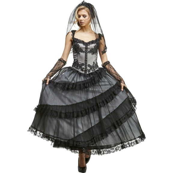 Womens Mourning Bride Black Dress Costume X-Small 2-4